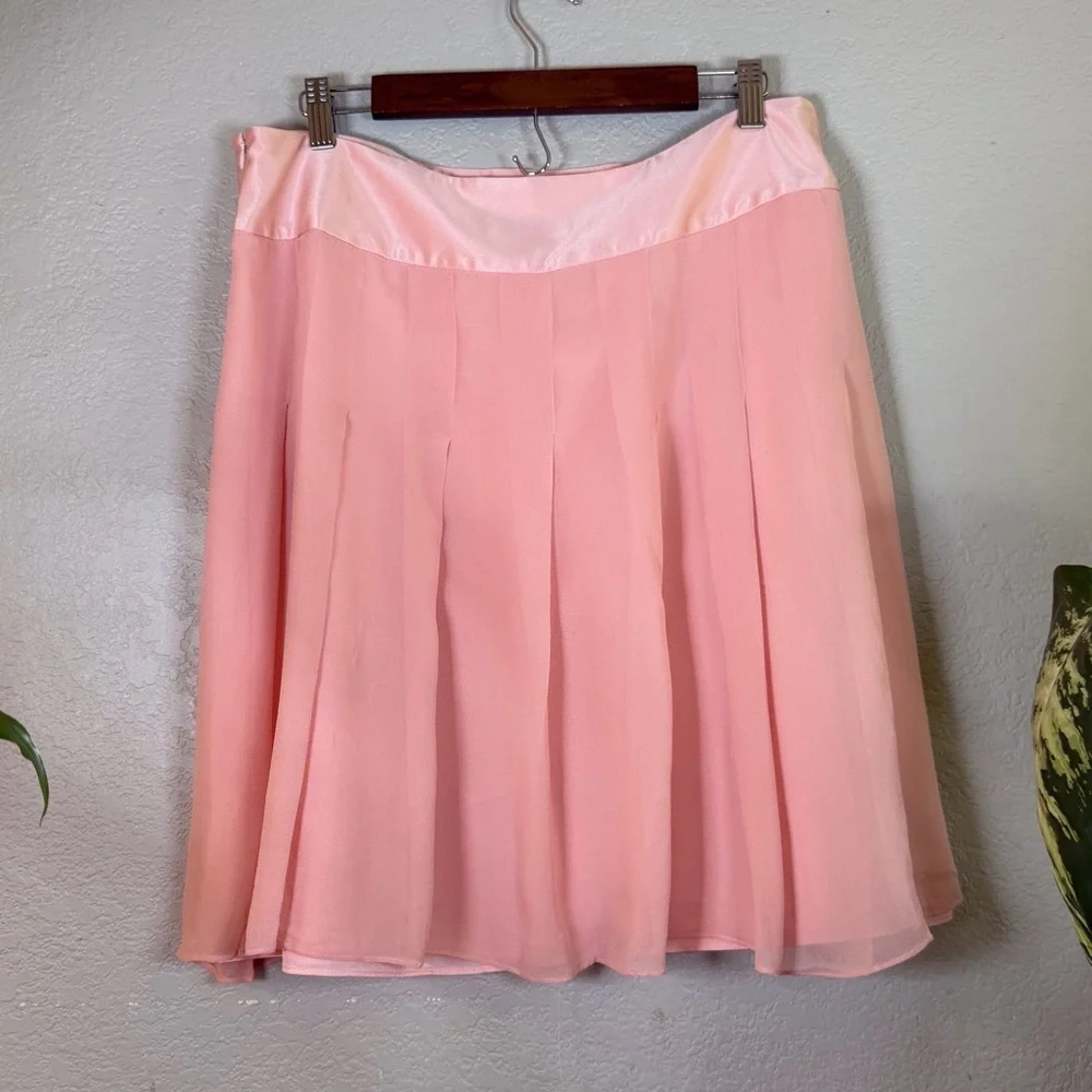 Banana Republic Silk Pleated Sheer Pastel Pink Feminine Cottagecore Skirt 14